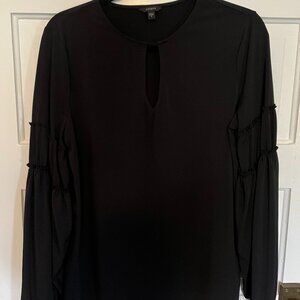 Guess Women Micah Keyhole Peasant Top Black Size M